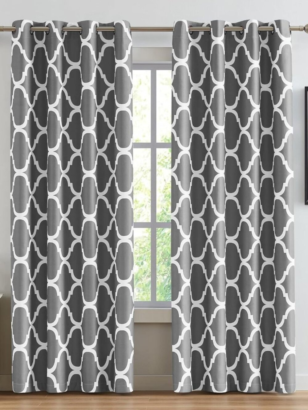 Moroccan Printed Room Darkening Blackout Grommet Curtains for Living Room Bedroo